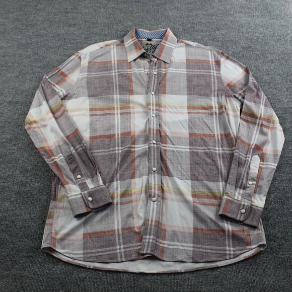 Scully Shirt Mens M Western Plaid Long Sleeve Snap Button Floral Multi Rodeo - Picture 1 of 9